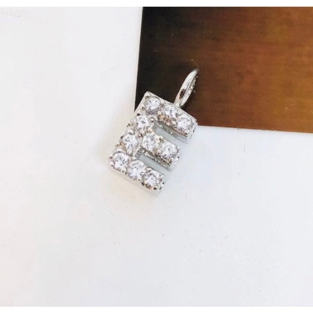Sterling Silver CZ Initial E Pendant